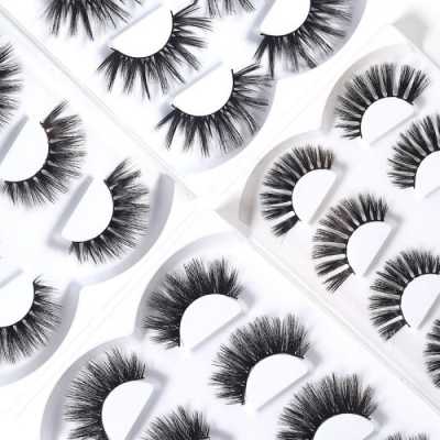 4 Pairs 25mm 3D Mink Hair Eyelashes Fluffy Natural Long Full Wispy Lashes Makeup Fake Lashes False Eyelashes Extension Beauty